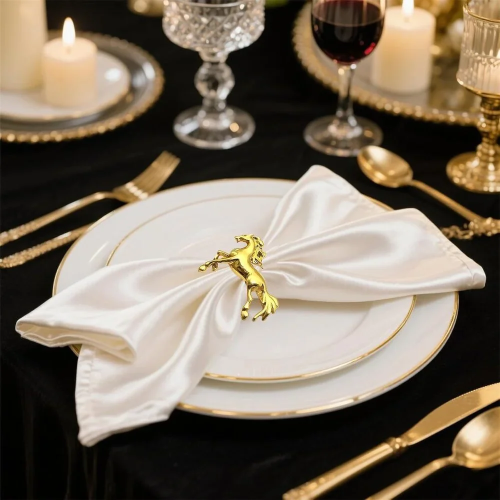 12 Gold Horse Napkin‎ Rings for Weddings Party's Dinners